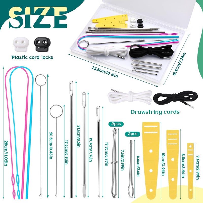Fedmut Drawstring Threader Tool Set 20PCS with Loop Turner, Bodkin Sewing Tool, Elastic Threader, Hoodie String Drawstring and Cord Locks for Jacket, Pants, Sportswear and Hat Threading - Image 2